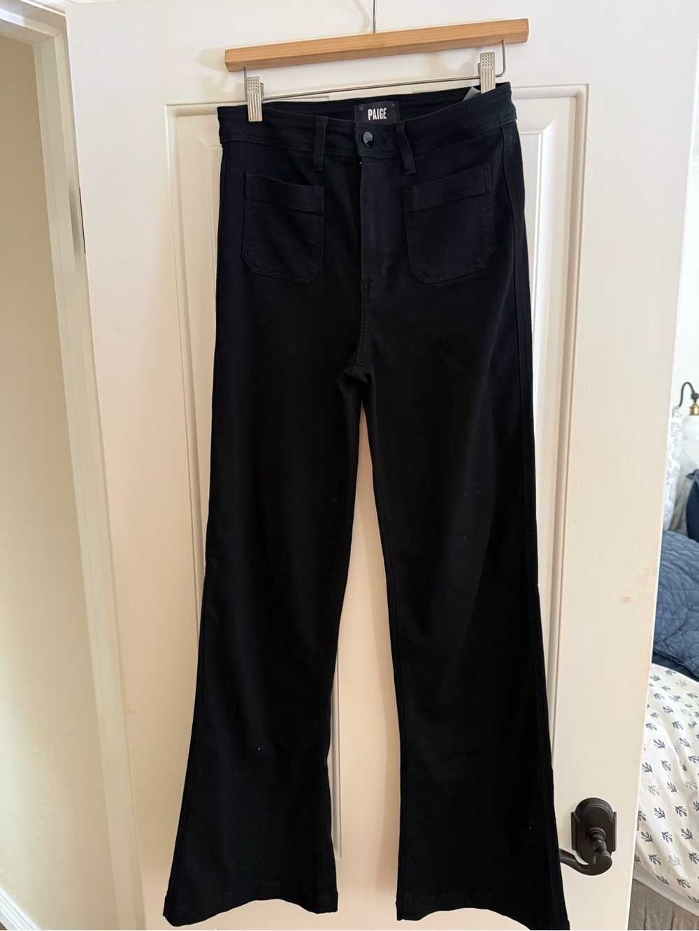 PAIGE Black Wide-Leg High-Rise Jeans
